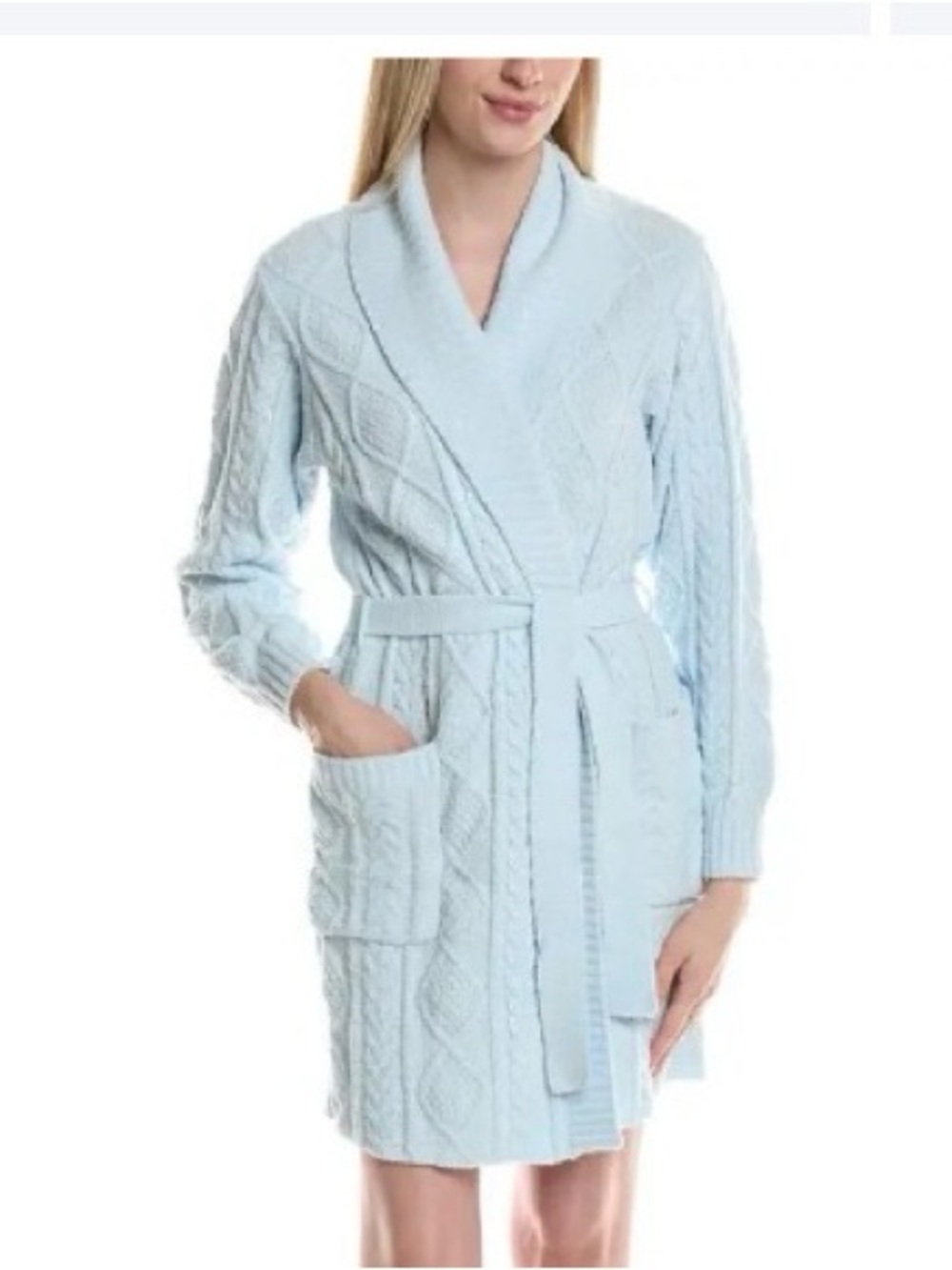 NWT 🌼 PJ Salvage Light Blue Cable-Knit Shawl Collar Robe large